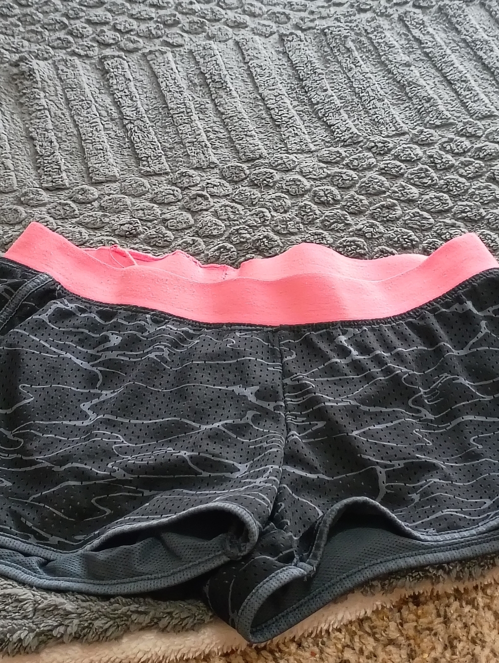 Women's Black Athletic Shorts with Pink Waistband